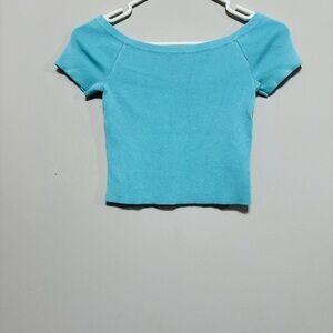 Blue Fitted Crop T-Shirt